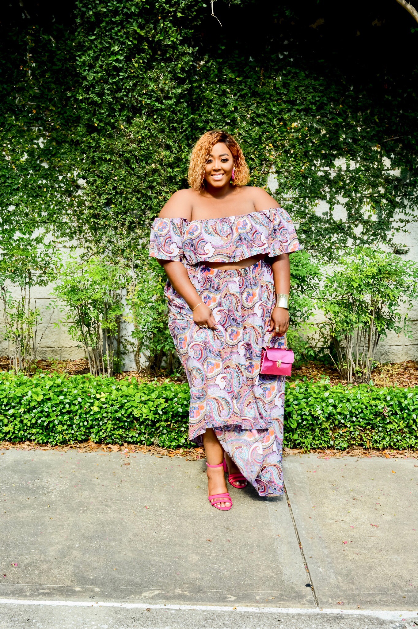 Plus Size Crop Top Maxi Skirt