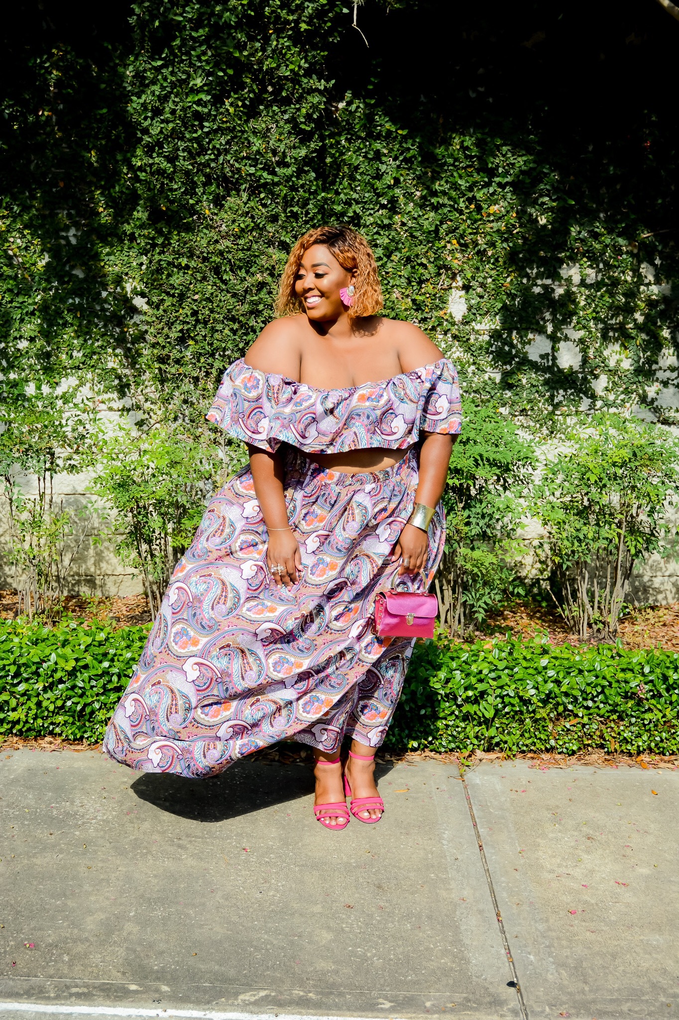 Plus Size Crop Top Maxi Skirt