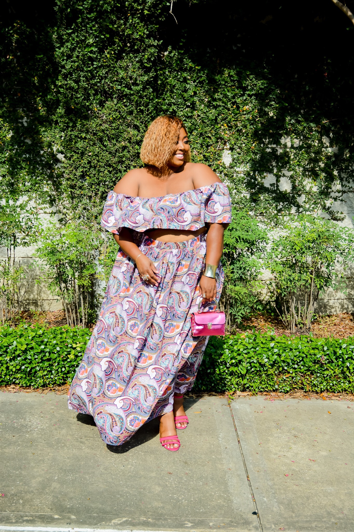 Plus Size Crop Top Maxi Skirt